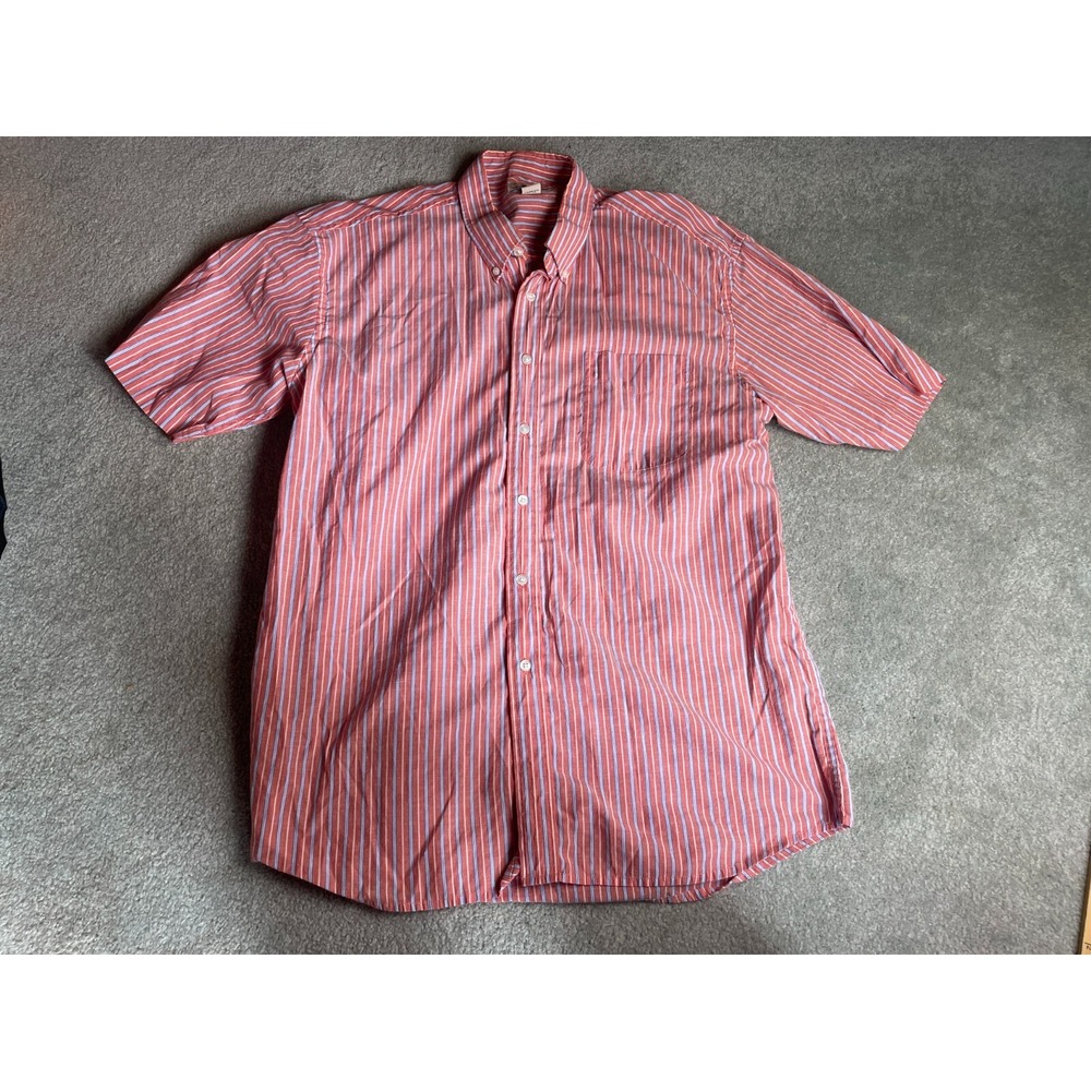 Foxfire Shirt Men's Size XL Orange Blue White Striped Button Down Short Sleeve